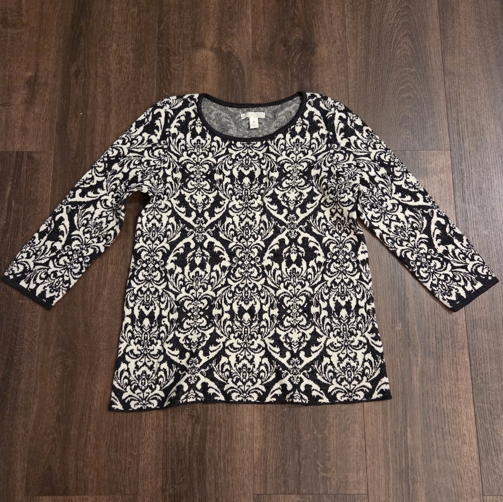 Dana Buchman Black and White Long Sleeve Top